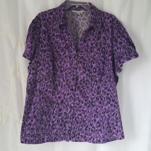 Fred David Stretch Purple Print Blouse